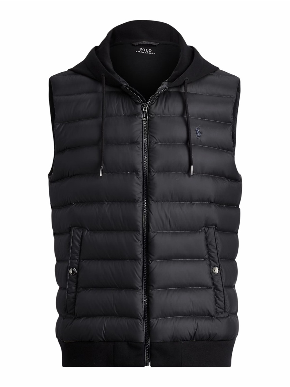Polo Ralph Lauren Men’s Down-Panel Double-Knit Hooded Vest Black Size M